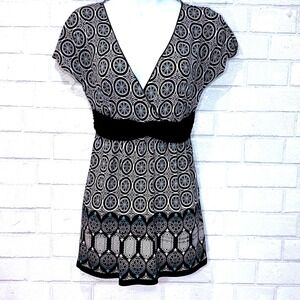 Womens Y2K Babydoll Top XS Geometric Retro Indie Sleaze‎ Festival Whimigoth